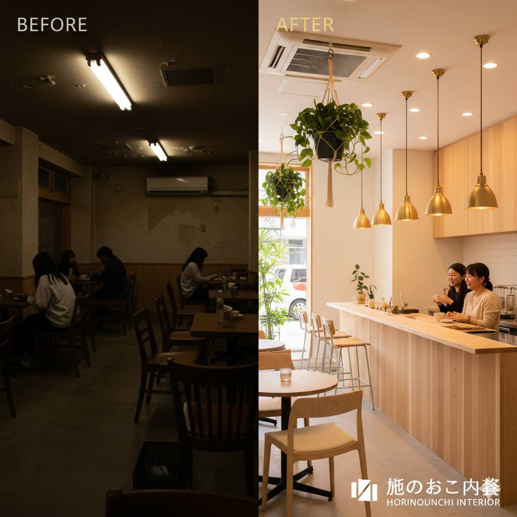 before/afterで比較！驚くほど変わった店舗内装のリフォーム事例
