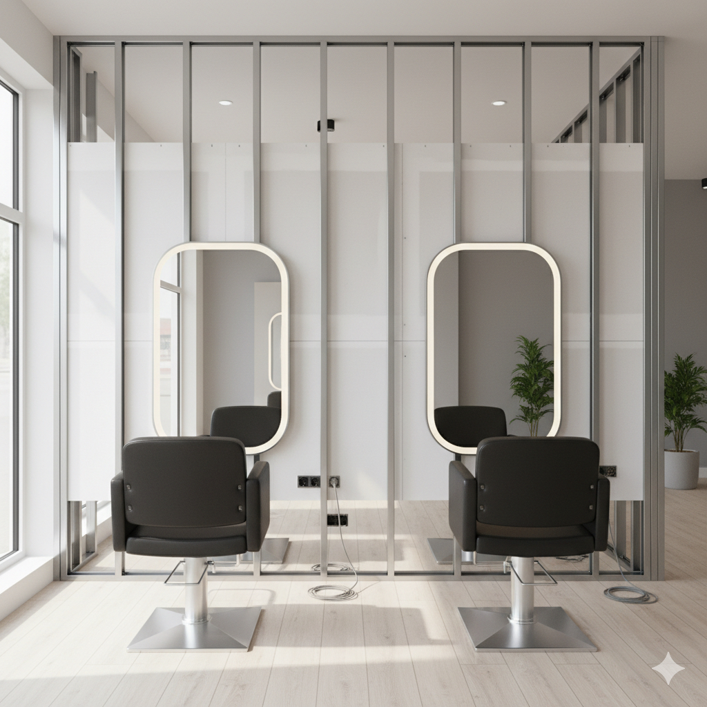 【事例】蓮田市：軽天工事で美容室のセット面を増設！