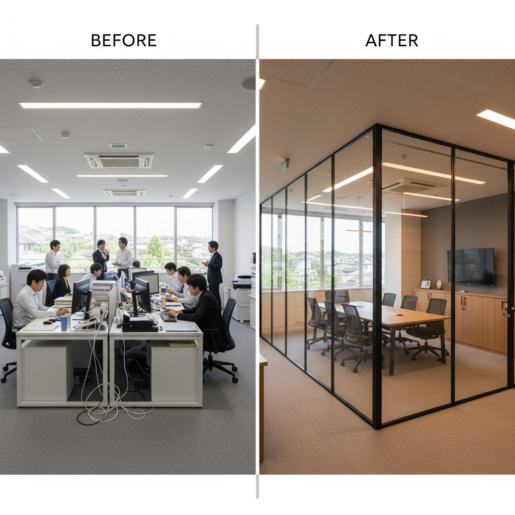 【Before/After】蓮田市のオフィスを間仕切りで効率化